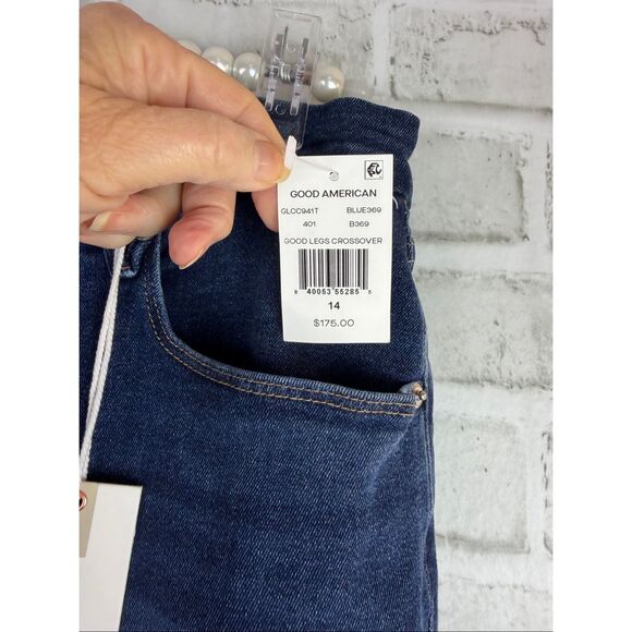 Good American Good Legs Crossover Jeans New Size 14/32 Skinny